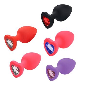 Plug anal de coração em silicone tamanho M para dilatação anal