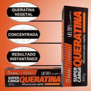 Pote de Super Carga Queratina Melthen 100g para reconstrução capilar.