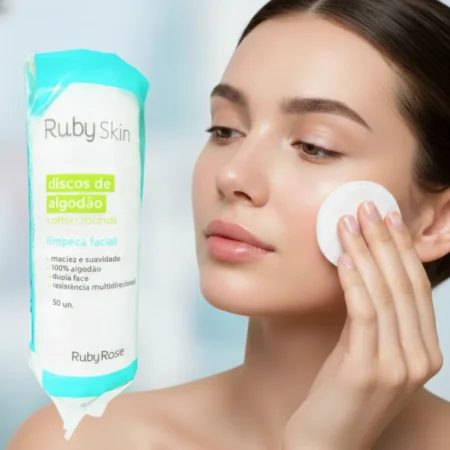 Embalagem de Discos de Algodão Ruby Skin Ruby Rose com 50 unidades.