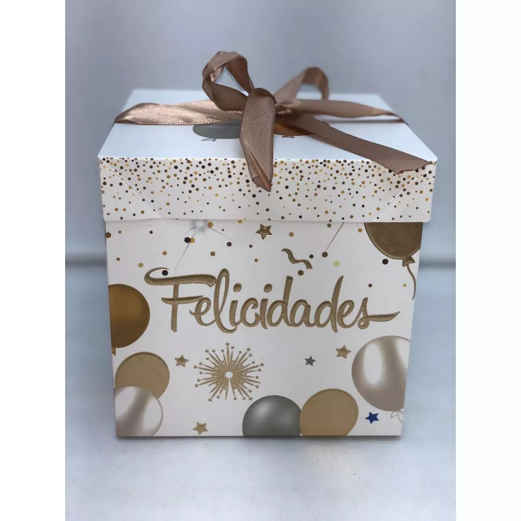 Caixa Presente “Felicidades” com Laço- branco
