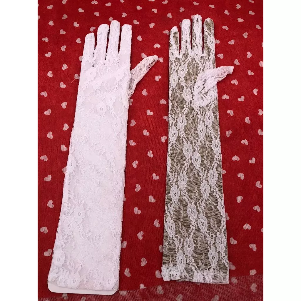 Luva Rendada Longa - Fantasia Cosplay BRANCO