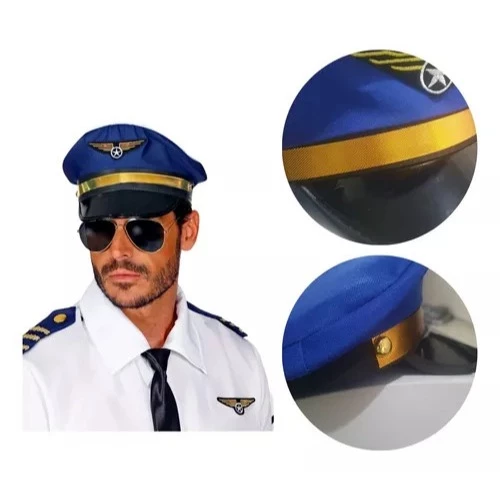 Quepe Aviador Aviator Adulto Cap Fantasia Cosplay Chapeu Aeronautica 2